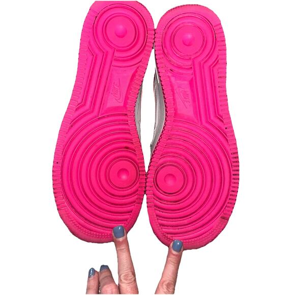 Nike Air Force 1 AF‎ White Fuchsia Pink High Top Shoes Womans Sz 7 334031-110 - Picture 13 of 13